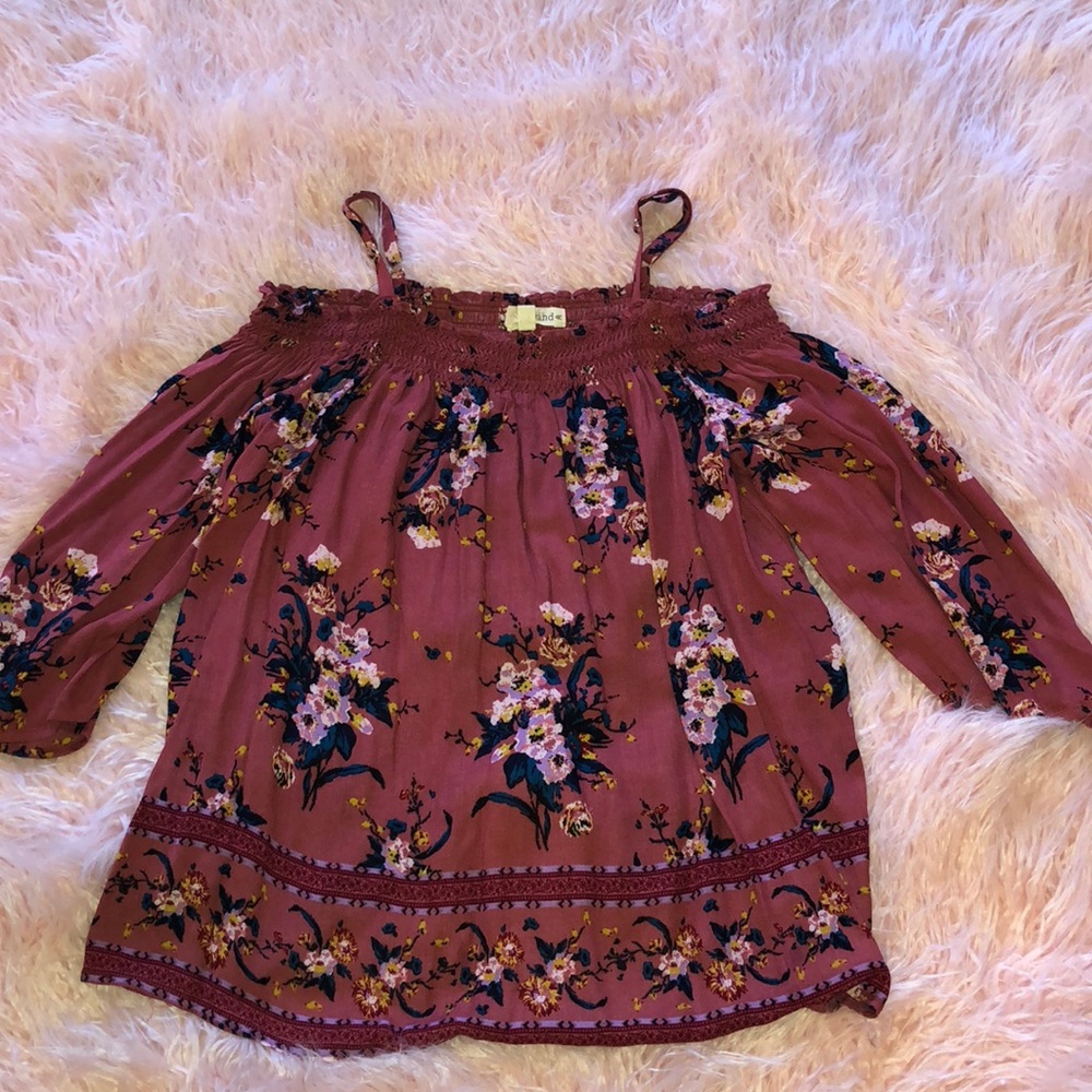 Flower Print Off Shoulder Top